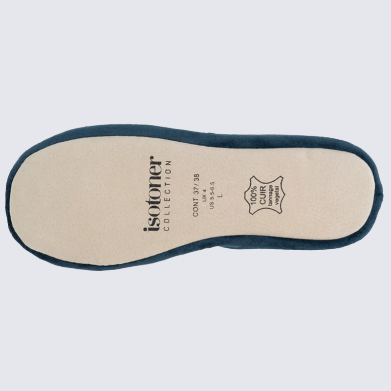 Chaussons Isotoner, chaussons ballerines femme bleu canard