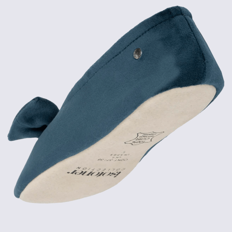 Chaussons Isotoner, chaussons ballerines femme bleu canard