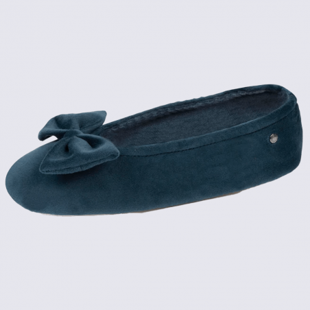 Chaussons Isotoner, chaussons ballerines femme bleu canard