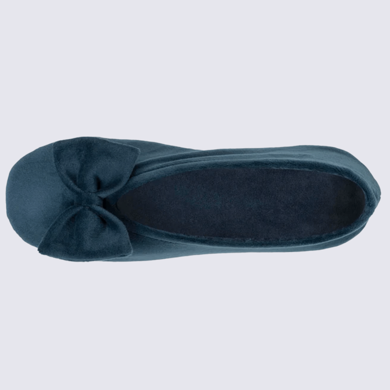 Chaussons Isotoner, chaussons ballerines femme bleu canard