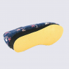 Chaussons Semelflex, pantoufles femme en laine feutrée bleue à motifs floraux Chaussons Semelflex, pantoufles femme en laine feutrée bleue à motifs floraux