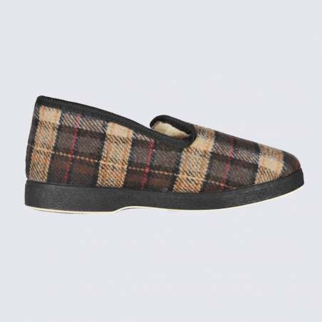 Chaussons Semelflex, Chaussons confort homme en laine à carreaux marron Chaussons Semelflex, Chaussons confort homme en laine à carreaux marron