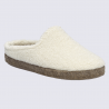 Chaussons Josef Seibel, mules femme en textile bouclette blanc