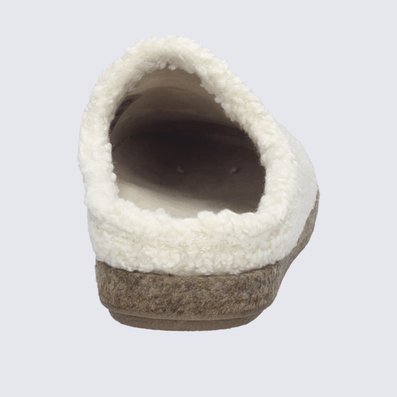 Chaussons Josef Seibel, mules femme en textile bouclette blanc