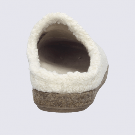 Chaussons Josef Seibel, mules femme en textile bouclette blanc