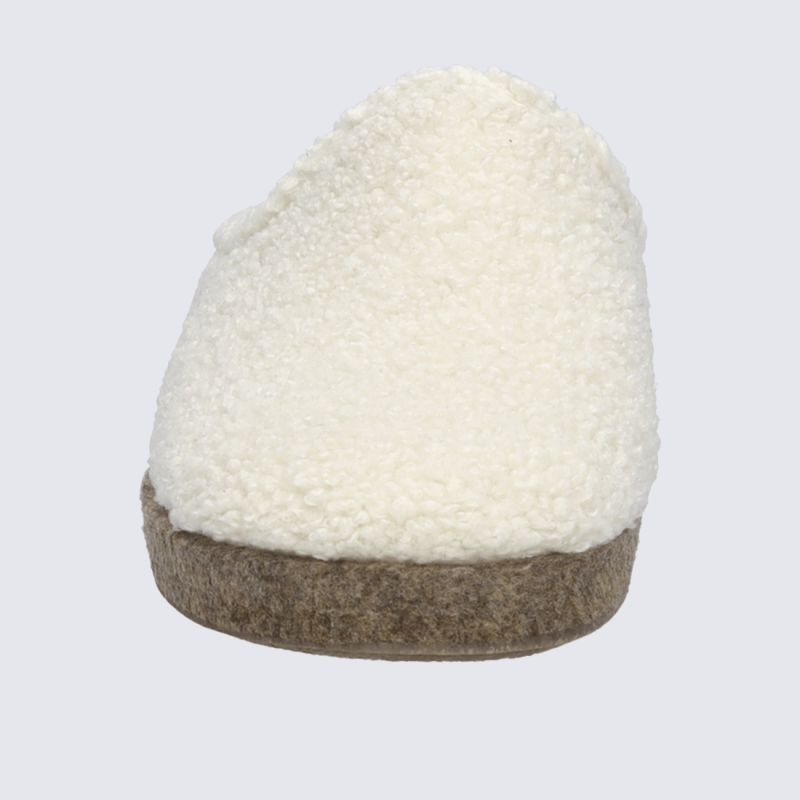 Chaussons Josef Seibel, mules femme en textile bouclette blanc