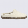 Chaussons Josef Seibel, mules femme en textile bouclette blanc