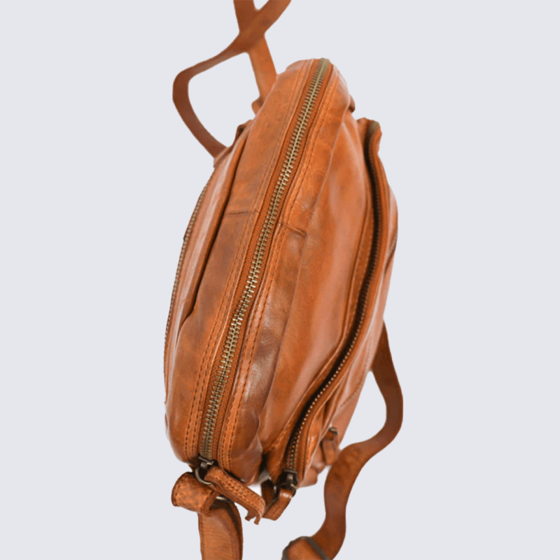 Sac à bandoulière Bear, sac bandoulière unisexe en cuir cognac