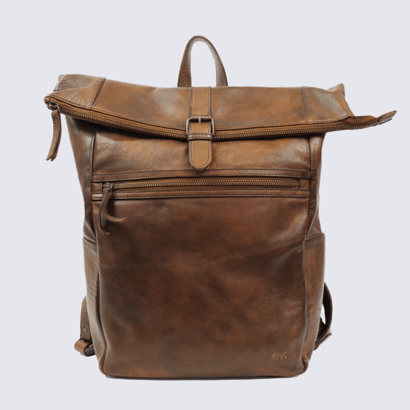 Sac à dos Bear, sac à dos tendance unisexe en cuir brun