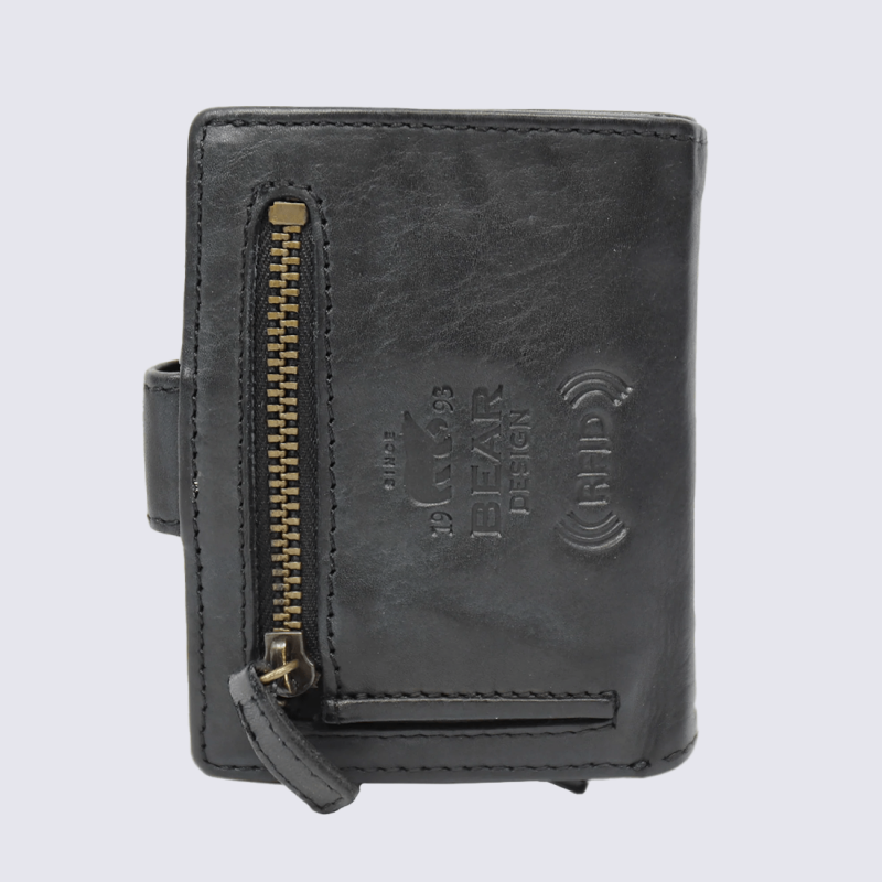 Porte-cartes Bear, porte-cartes unisexe Kris en cuir noir