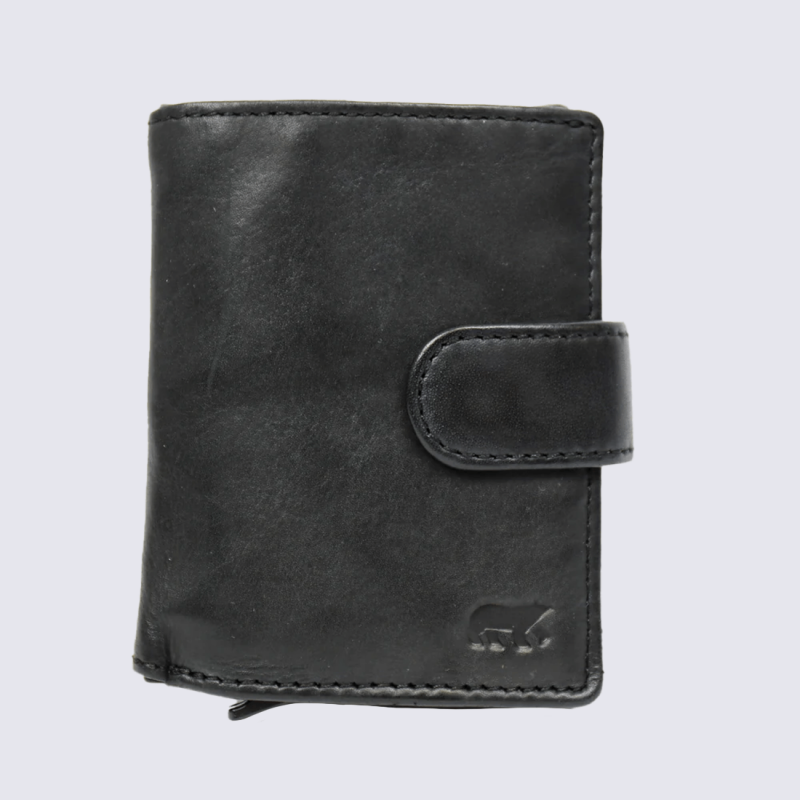 Porte-cartes Bear, porte-cartes unisexe Kris en cuir noir