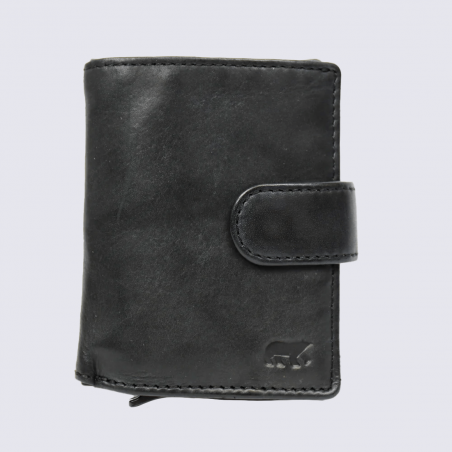 Porte-cartes Bear, porte-cartes unisexe Kris en cuir noir