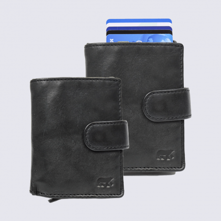 Porte-cartes Bear, porte-cartes unisexe Kris en cuir noir