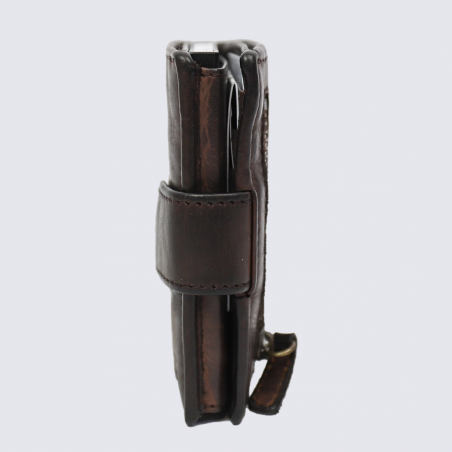 Porte-cartes Bear, porte-cartes unisexe Kris en cuir brun