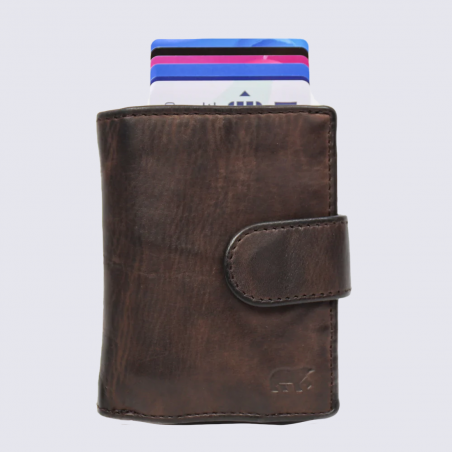 Porte-cartes Bear, porte-cartes unisexe Kris en cuir brun