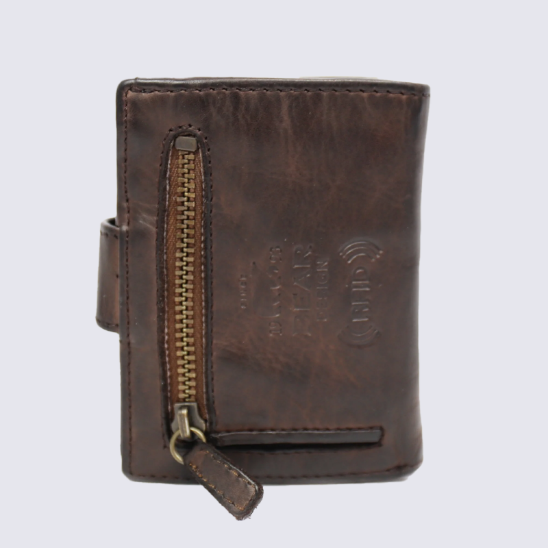Porte-cartes Bear, porte-cartes unisexe Kris en cuir brun