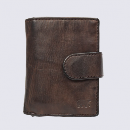 Porte-cartes Bear, porte-cartes unisexe Kris en cuir brun