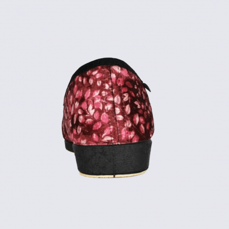 Chaussons Semelflex Calolea, Chaussons d'intérieur femme en velours bordeaux
