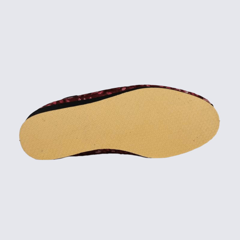 Chaussons Semelflex Calolea, Chaussons d'intérieur femme en velours bordeaux