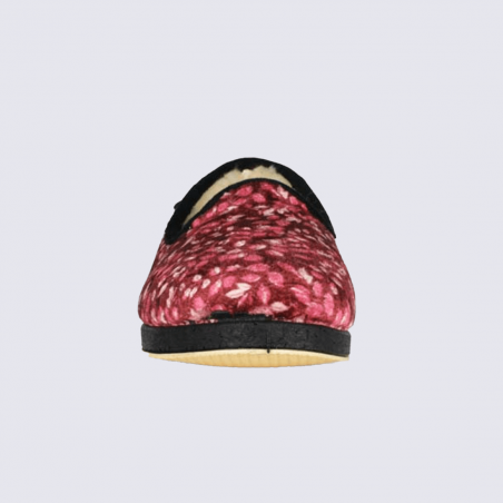 Chaussons Semelflex Calolea, Chaussons d'intérieur femme en velours bordeaux