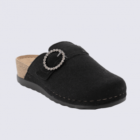 Mules d'intérieur Rohde, Mules élégance femme en textile noir Mules d'intérieur Rohde, Mules élégance femme en textile noir