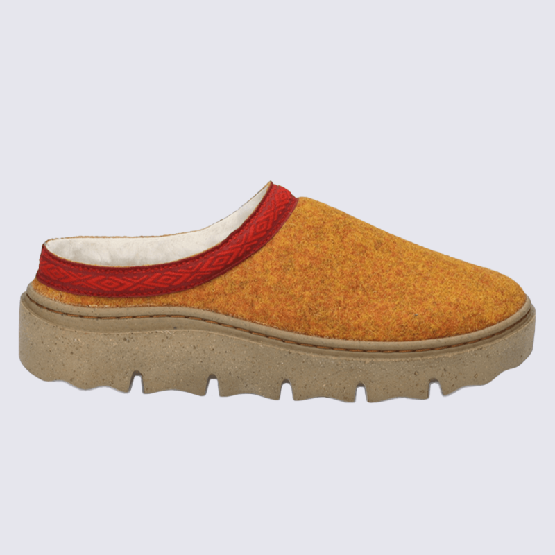 Pantoufles Josef Seibel, chaussons confort femme en feutre orange-kombi