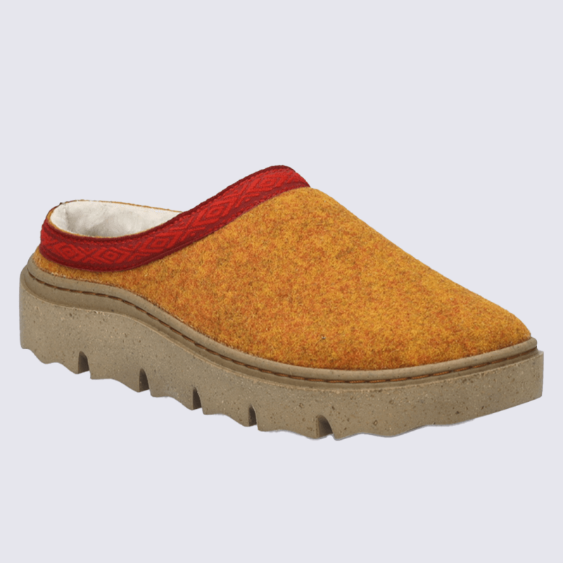 Pantoufles Josef Seibel, chaussons confort femme en feutre orange-kombi