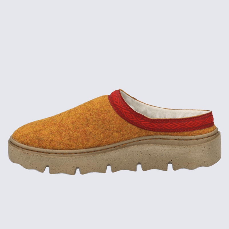 Pantoufles Josef Seibel, chaussons confort femme en feutre orange-kombi