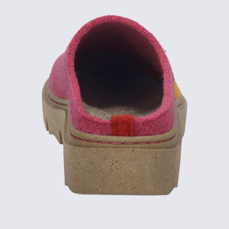 Pantoufles Josef Seibel, Pantoufles fantaisie femme en feutre orange-multi