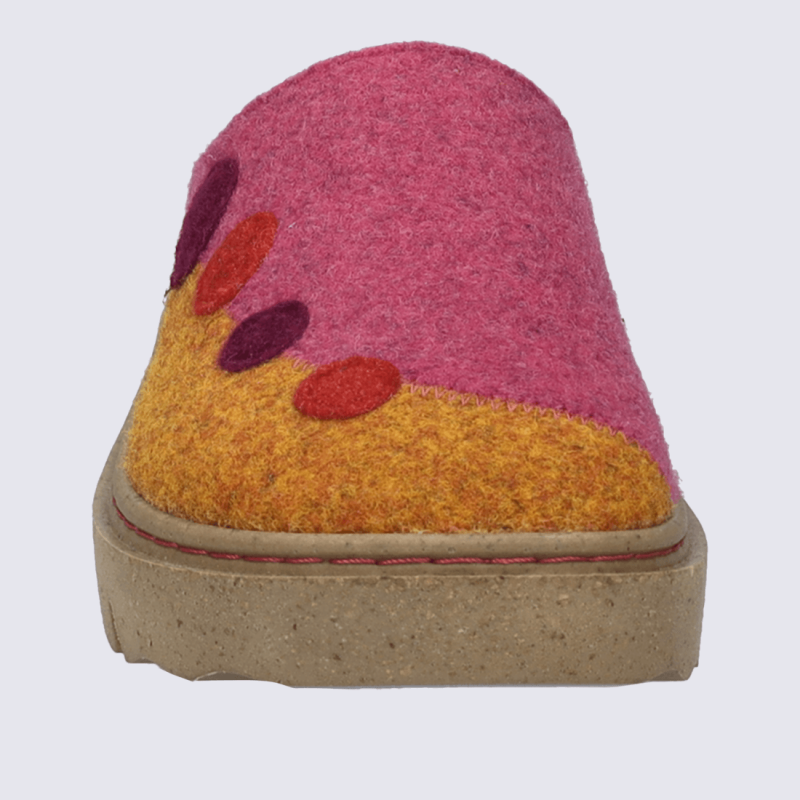 Pantoufles Josef Seibel, Pantoufles fantaisie femme en feutre orange-multi