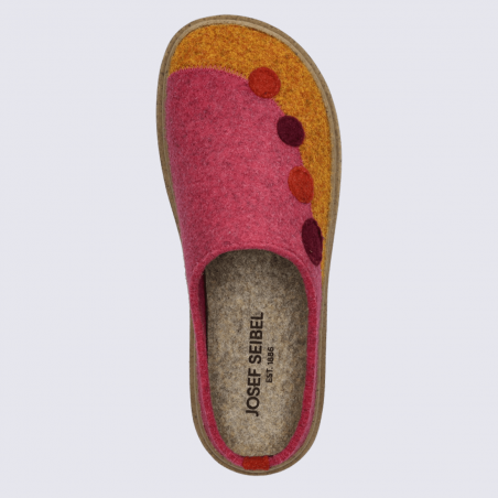 Pantoufles Josef Seibel, Pantoufles fantaisie femme en feutre orange-multi Pantoufles Josef Seibel, Pantoufles fantaisie femme en feutre orange-multi