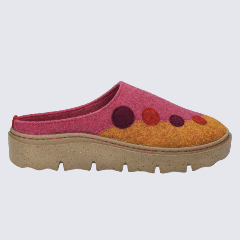 Pantoufles Josef Seibel, Pantoufles fantaisie femme en feutre orange-multi