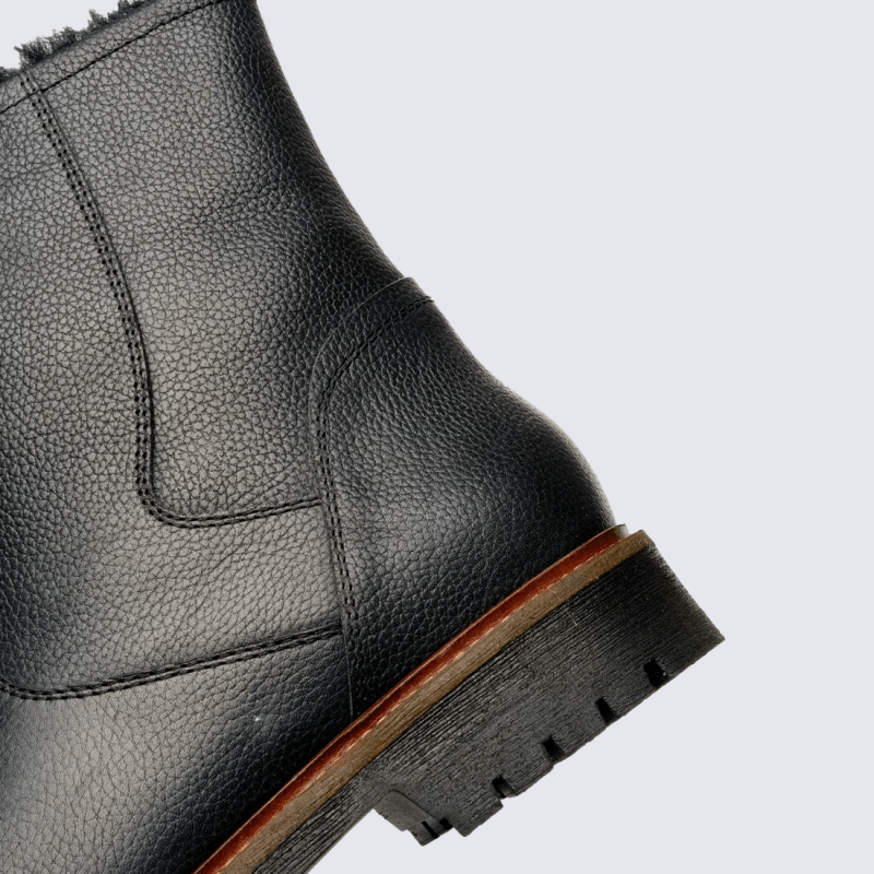 Bottes Ara, bottines d'hiver homme en cuir noir doublées peau d’agneau