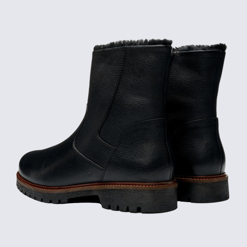 Bottes Ara, bottines d'hiver homme en cuir noir doublées peau d’agneau