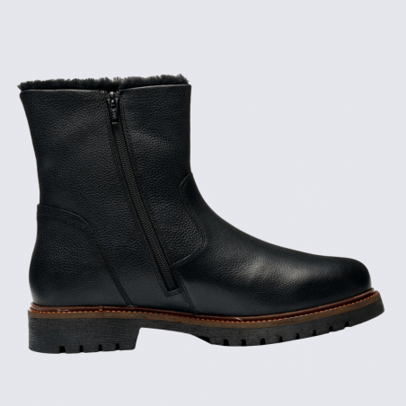 Bottes Ara, bottines d'hiver homme en cuir noir doublées peau d’agneau Bottes Ara, bottines d'hiver homme en cuir noir doublées peau d’agneau
