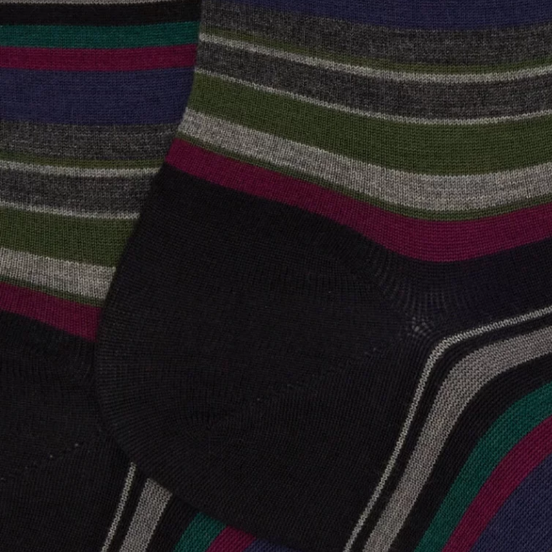 Chaussettes Doré Doré, chaussettes motif rayé homme en coton noir courlis