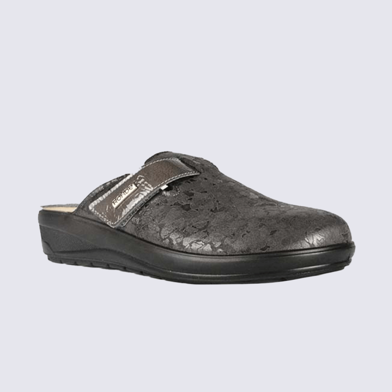 Mules Rohde, mules tendances femme en textile bleu graphite