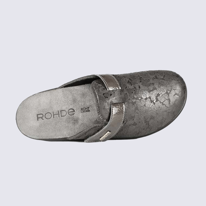 Mules Rohde, mules tendances femme en textile bleu graphite