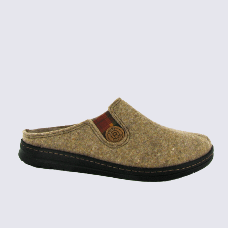 Mules Rohde, mules confortable et chaude homme en cuir et textile lin