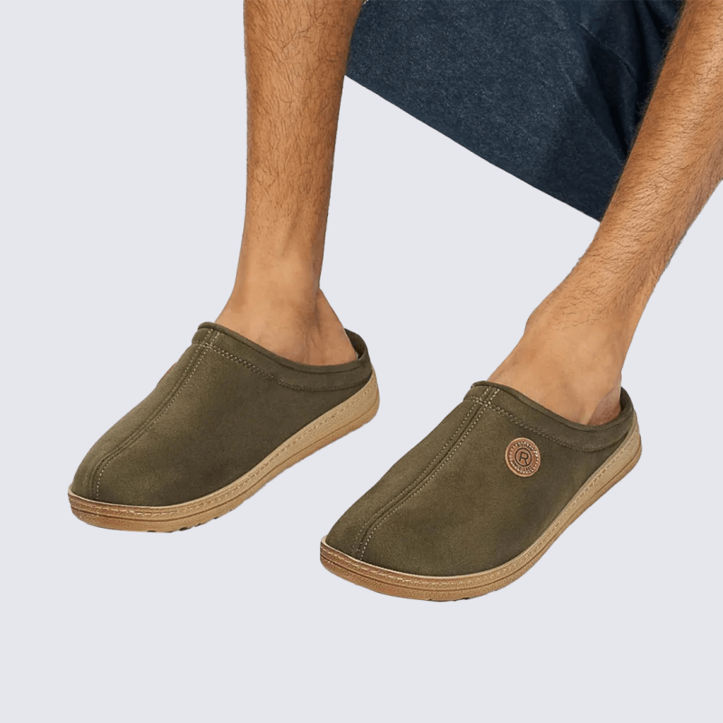 Mules Rohde, mules tendance et chaude homme en textile olive