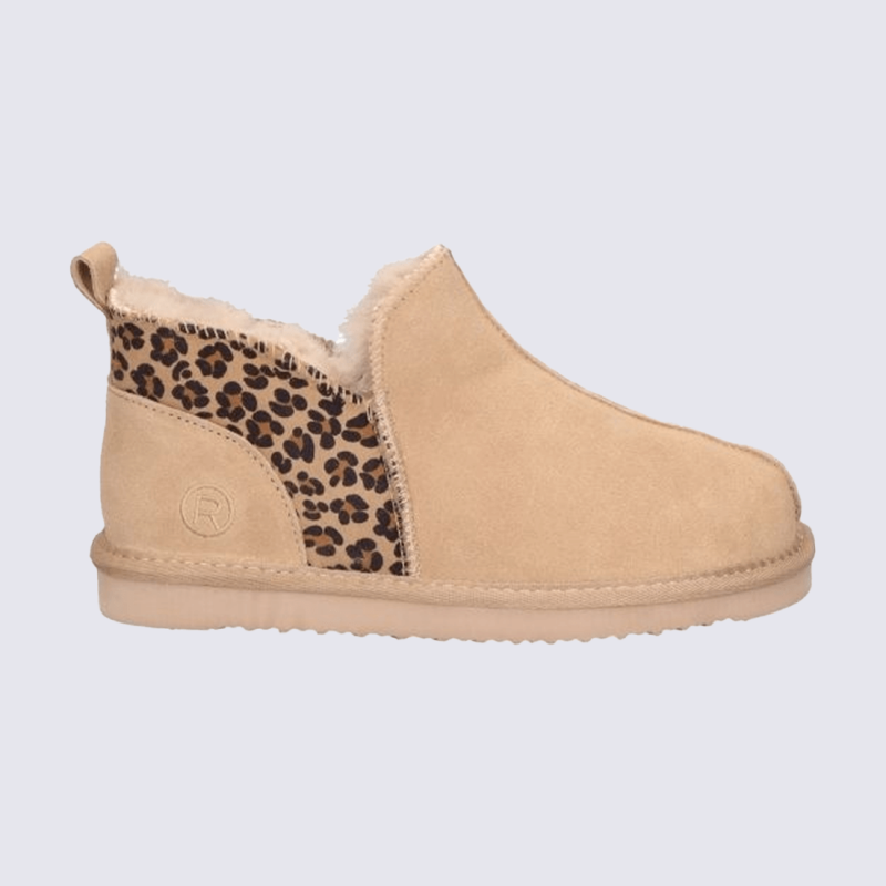 Pantoufle Rohde, pantoufle/demi‑bottine femme en suède beige “natural”
