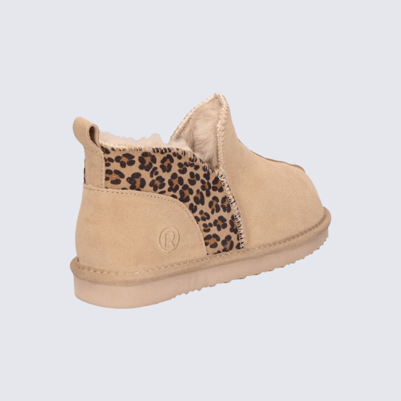 Pantoufle Rohde, pantoufle/demi‑bottine femme en suède beige “natural”