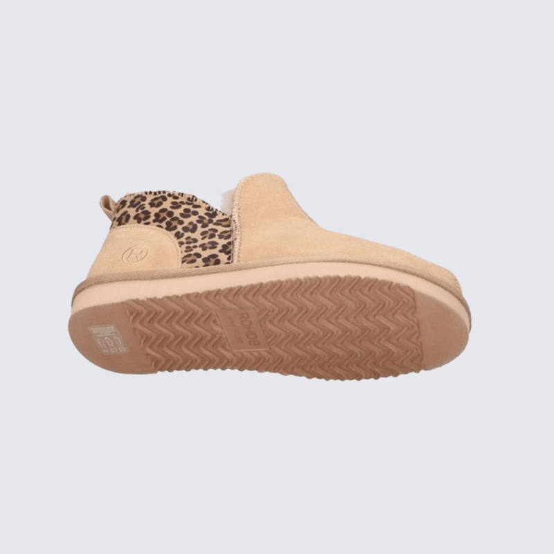 Pantoufle Rohde, pantoufle/demi‑bottine femme en suède beige “natural”