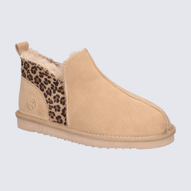 Pantoufle Rohde, pantoufle/demi‑bottine femme en suède beige “natural”