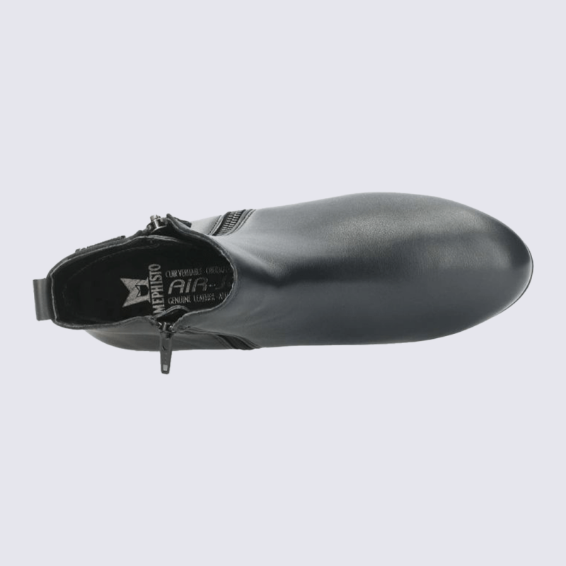 Bottines Mephisto, Bottines confort thermique femme en cuir lisse noir