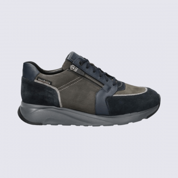 Baskets Mobils, Baskets confort urbain homme en cuir multiple bleu