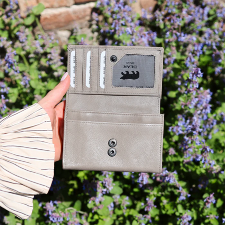 Portefeuille Bear, portefeuilles à rabat pression femme en cuir champagne Portefeuille Bear, portefeuilles à rabat pression femme en cuir champagne