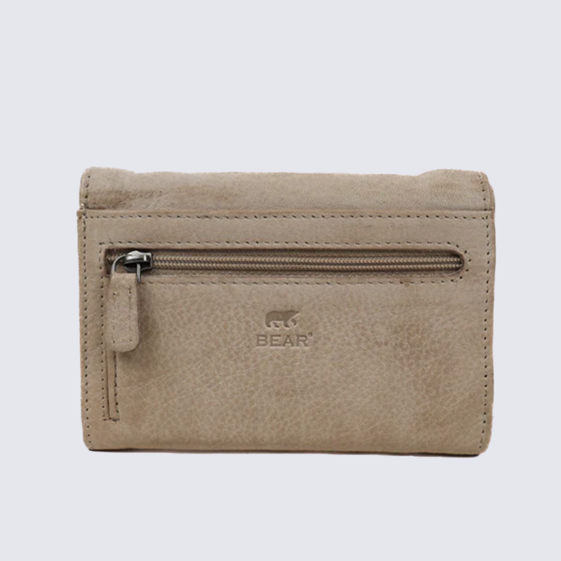 Portefeuille Bear, portefeuilles à rabat pression femme en cuir champagne