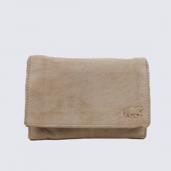 Portefeuille Bear, portefeuilles à rabat pression femme en cuir champagne