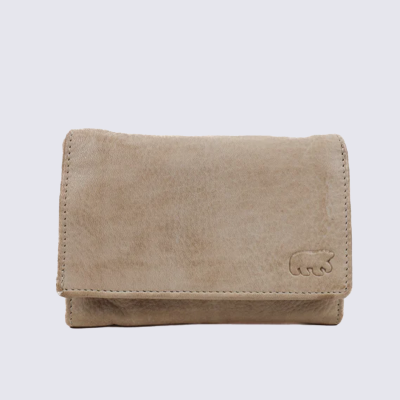 Portefeuille Bear, portefeuilles à rabat pression femme en cuir champagne